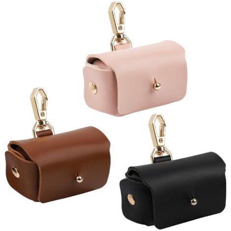 Boîte de présentation de bijoux en cuir 3 pièces, boîte de présentation de bagues de couple avec boucle suspendue, noir marron rose (1/3)