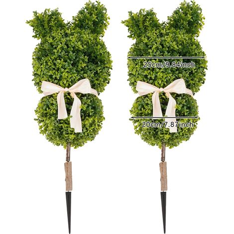 Arbre topiaire en forme de lapin artificiel, fait main, décoration polyvalente, vert (1/2)