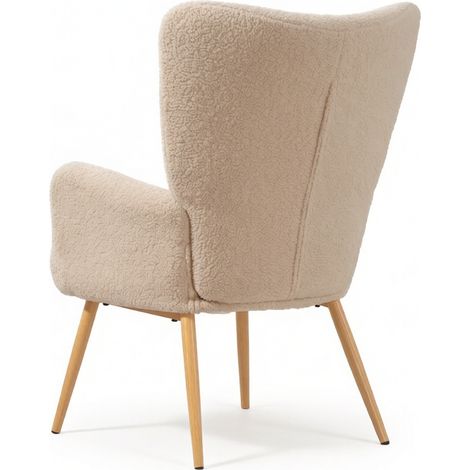 Fauteuil moderne à dossier haut avec accoudoirs intégrés, fauteuil lounge à silhouette incurvée, siège individuel pour salon, chambre ou coin lecture. (1/5)