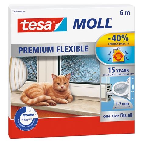 tesa Premium Flexible 05417-00100-01 Dichtband tesamoll® Weiß (L x B) 6 m x 9 mm 6 m