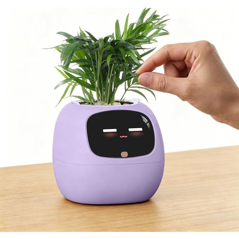 Intelligenter Pflanzenbegleiter mit über 100 Gesichtsausdrücken, interaktiver KI-Schreibtischhelfer, niedlicher Blumentopf fürs Büro, einzigartiges Geschenk für Pflanzenliebhaber und (1/5)
