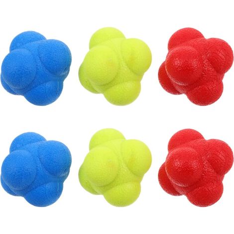 Balle de Réaction Hexagonale et Amélioration Vitesse de Réaction 6pcs Ballon Élastique Polyvalent pour Entraînement Réflexe et Agilité pour Fitness
