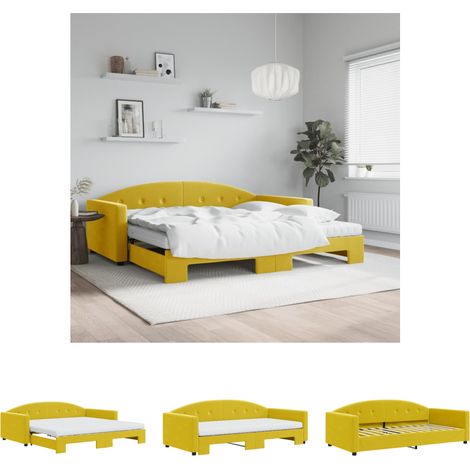 Sofa - vidaXL Tagesbett Ausziehbar mit Matratzen Gelb 100x200 cm Samt - Doppelbett (1/5)