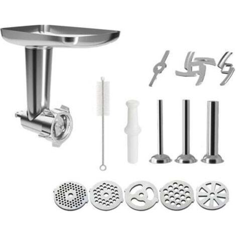 Stainless steel meat grinder, compatible with KitchenAid – Universal attachment for food processors, robust and easy to clean (1/4)