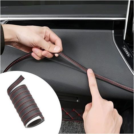 Embellecedor decorativo para el interior del coche - Tira adhesiva roja de 2 m, fácil de aplicar, acabado elegante. (1/5)