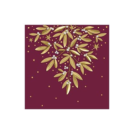 Braun & Company Servietten Golden Mistletoe rubin 33 x 33 cm - 20er Pack Servietten