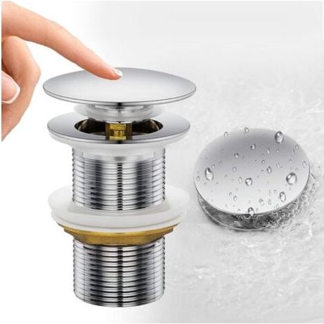 Bonde de Lavabo, Pop Up Bonde Lavabo Universel, Bonde d'évier essuyable et anti-débordement en laiton chromé G 11/4 pour Vasque Salle de Bain Avec Universel, 66 mm (1/5)