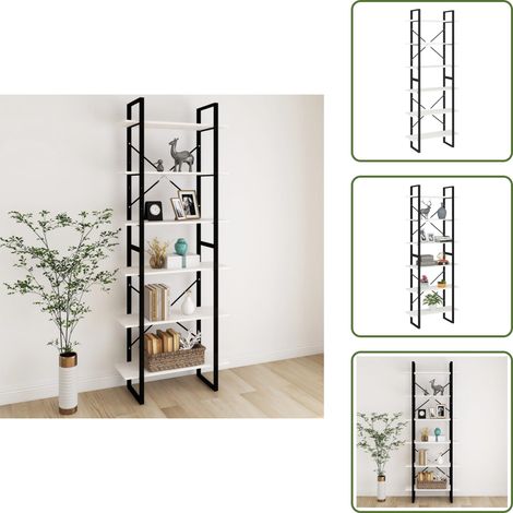 Armoire haute Blanc 80x30x210 cm Bois de pin solide - Bibliothèque Industrielle - Bibliothèque Blanche - Meuble Rangement - Étagère Bois - Armoire Ouverte (1/5)