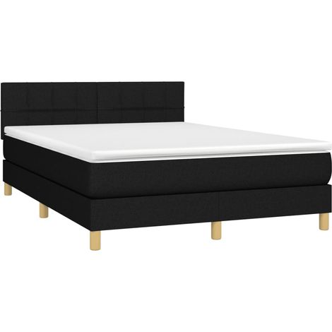vidaXL Sommier à lattes de lit avec matelas Noir 140x190 cm Tissu