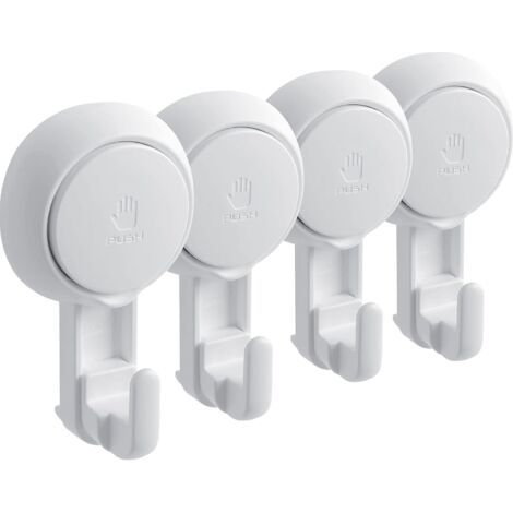 Crochet Ventouse Mural Lot de 4, Crochet Ventouse Puissante Sous Vide, Crochet Vitre Salle de bain Sans Perçage Résistants Jusqu'à 5 kg Réutilisables pour la Salle de Bain et Cuisine (1/5)