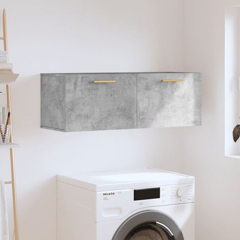 Armoire murale, Placard de Rangement Toilettes, Meuble Haut de Salle de Bain gris béton 100x36,5x35 cm bois d'ingénierie LKOWF97855 (1/5)
