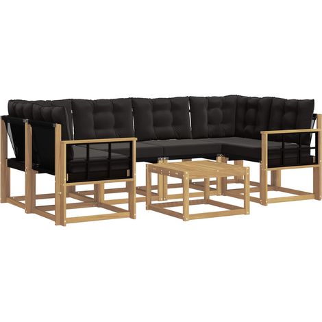 Ensemble de canapés d'extérieur 7 pc Blanc et noir vidaXL (1/5)