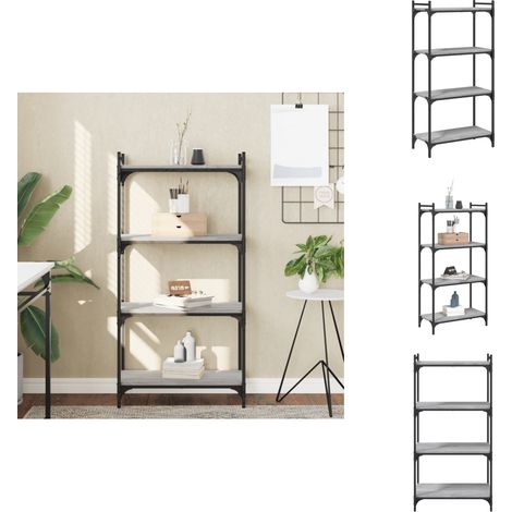 Bibliothèque à 4 niveaux sonoma gris 60x30x120 cm - Bibliothèque Murale - Bibliothèque Design - Étagère Moderne - Meuble Rangement - Bibliothéque Industrielle (1/5)