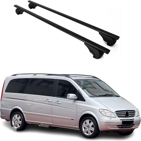 OMAC Dachträger Querträger für Mercedes Viano Vito W639 2003-2014 – Abschließbar – Max. 75 kg – 2 Stangen Stahl Schwarz (1/5)