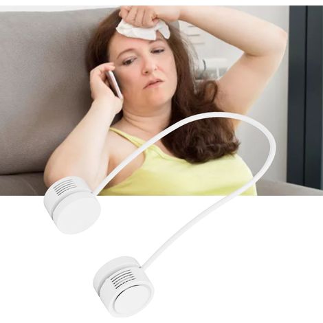 Mini-Nackenventilator, tragbar, leicht zu verstauen, USB-aufladbar, ohne Rotorblätter, weiß, kann mit ätherischen Ölen für die Aromatherapie befüllt werden. (1/5)
