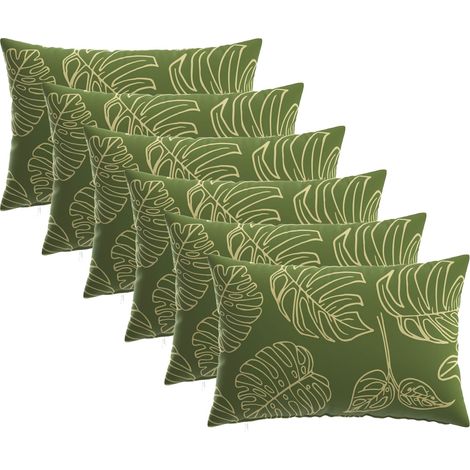 Cushion Cover 6 pcs HEERLEN Leaf Design 50 x 70 cm Polyester vidaXL