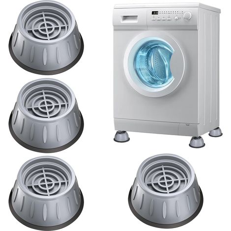 Lot de 4 pieds anti-vibration + 1 balle anti-poils, caoutchouc antidérapant, universels, faciles à poser, réduisent le bruit et stab (1/5)