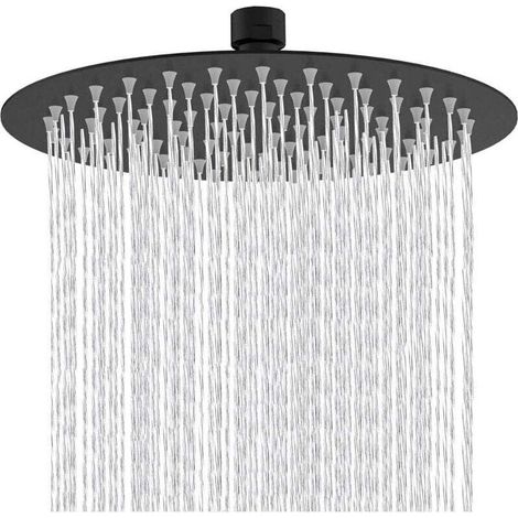8 pouces pommeau douche Rond fixe tête de douche en acier inoxydable Noir à 180 ° rotatif puissant Haute pression Spray de pulvérisation de salle de bains salle de bains Pommes de douche fixes (1/4)