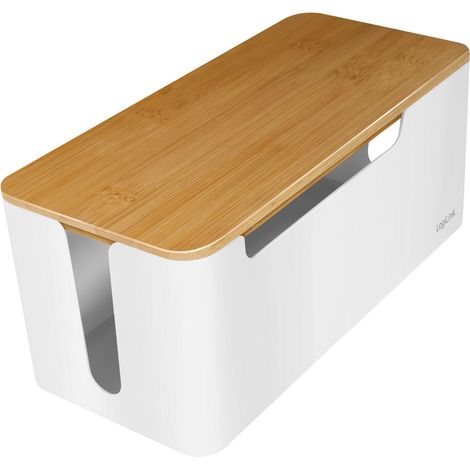 LogiLink Organizer per cavi con coperchio in bamboo bianco
