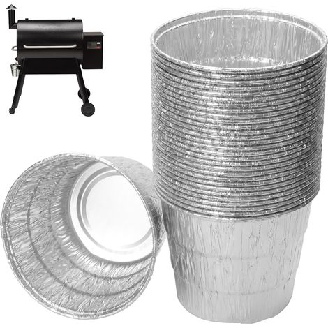 Lot de 30 Revêtement Seau À Graisse Aluminium 12,4x10,2cm Compatible Traeger Pro Ironwood Série 20 22 34 (1/5)