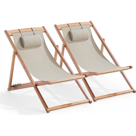 Lot de 2 chiliennes eucalyptus taupe