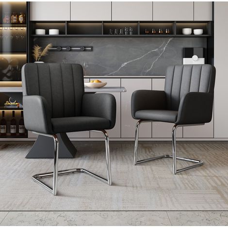 Set di 6 sedie da pranzo in similpelle, nero, 56 x 57 x 86 cm, fino a 150 kg HAVRYA (1/5)