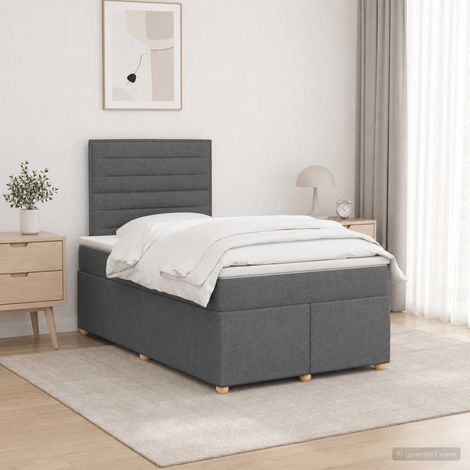 Cama box spring con colchón Gris oscuro 120 x 200 cm Tela (1/5)