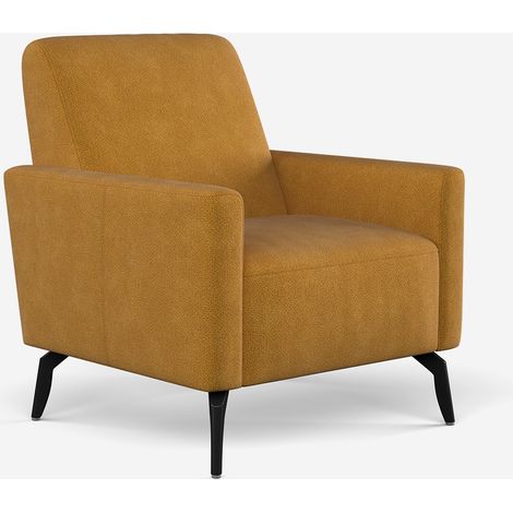 Poltrona vintage in ciniglia con braccioli design classico Siusi - Giallo (1/5)