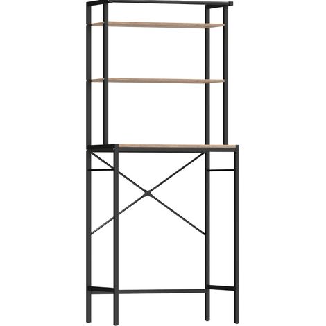 Étagère de rangement pour buanderie avec tringle, 3 niveaux, 67 x 40 x 161,8 cm, finition marron (1/5)