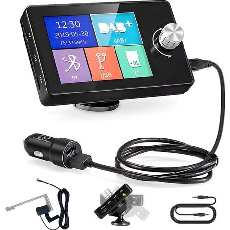 Inefala DAB/DAB+ Autoradio-Adapter mit 2,8-Zoll-Farb-LCD-Display, Bluetooth-Freisprecheinrichtung, DAB-Transmitter, FM-Transmitter, AUX-Ein-/Ausgang und Kfz-Ladegerät (1/5)