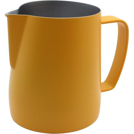 Frothing en acier inoxydable Pitcher Pitcher Jug Etuve Adapté à café, Latte et mousser le lait 350 ML Blanc jaune (1/5)