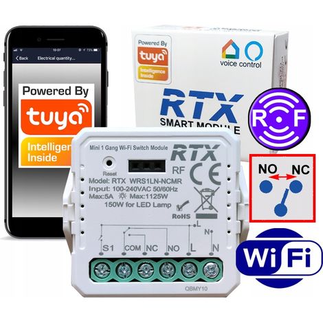 Modulo relè RTX NC NO SENZA TENSIONE MINI Controller WiFi + RF TUYA (1/5)