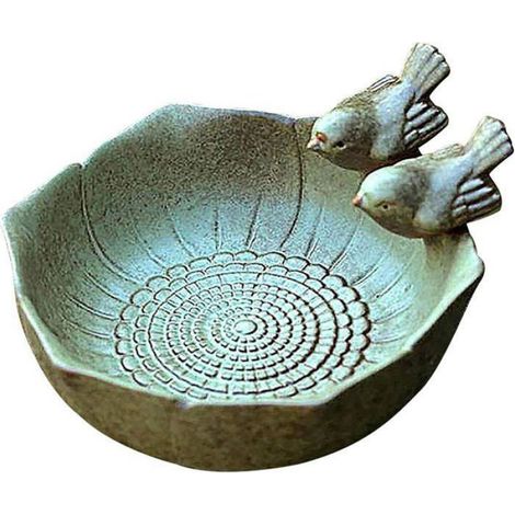 Bain D Oiseaux - Céramique Rond 15x15x7 5 Cm - Pour Oiseaux Sauvages Extérieur - Sur Pied - 1 Pièce (1/4)