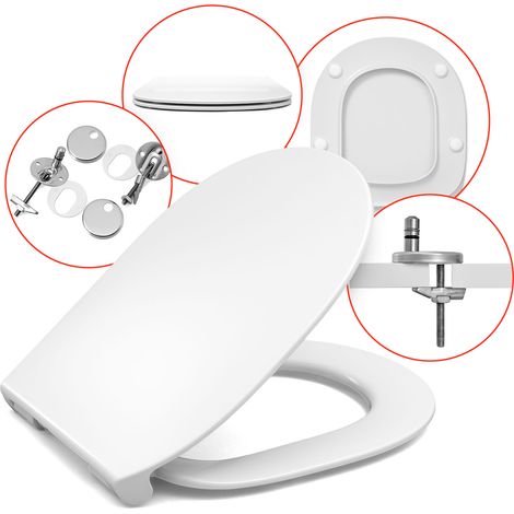 Abattant WC à fermeture amortie pour Ideal Standard Connect – Duroplast antibactérien – Fixations rapides – Longueur 42 cm – Largeur 36,8 cm