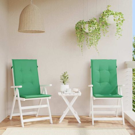 vidaXL Cojín silla de jardín respaldo alto 2 uds tela verde 120x50x3cm (1/5)