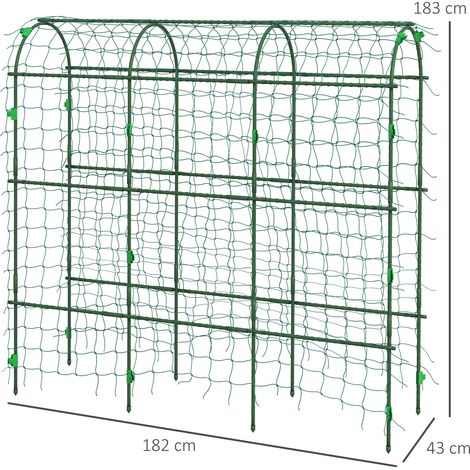 Treillis, tuteur pour plantes grimpantes, espalier réglable, support avec filet, structure en acier, vert, 43 x 182 x 183 cm, pour jardin ou balcon (1/5)
