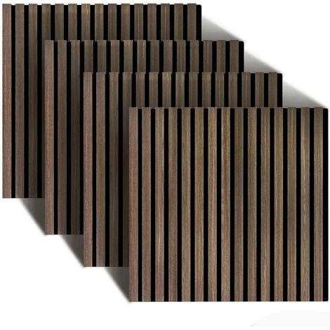 Relaxdays acoustic wall panels, set of 4, 60 x 60 cm, sound-absorbing & decorative, oak veneer, dark brown
