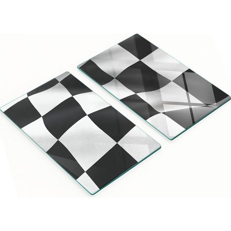 Juego de dos tablas de cocina decorativas de cristal con forma de bandera, 2x30x52 cm. (1/5)