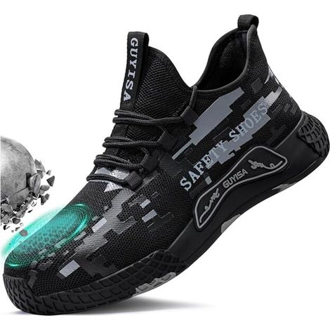 Chaussures à bout en acier pour hommes, chaussures de sécurité de travail, chaussures de construction industrielle, chaussures de sécurité légères et confortables pour le travail-43 (1/5)