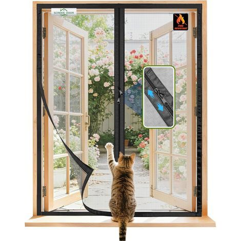 Moustiquaire pour Fenêtre 90x110 cm, Installation Facile, Fibre de Verre Ignifugée et Résistante aux Déchirures, Fermeture Éclair Pratique, Noir (1/5)