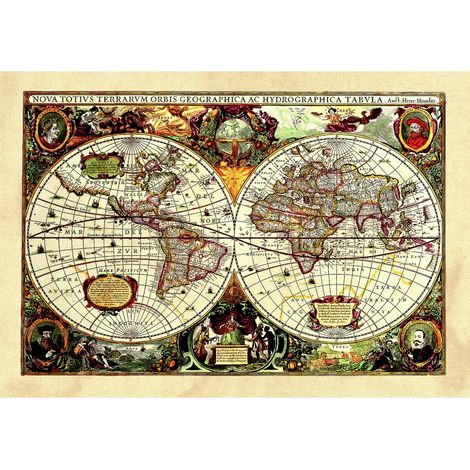 Sticker Vielles carte du monde - 1 planche 42,5 x 65 cm (1/5)