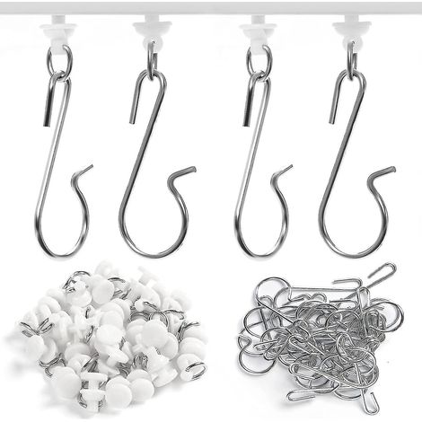 Ensemble de 60 pièces pour rideau de douche comprenant 30 crochets et 30 glissières. (1/5)