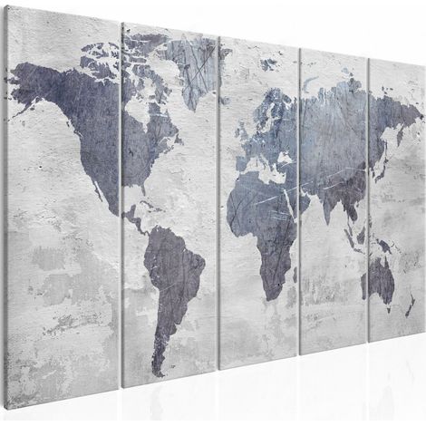 Tableau carte du monde en béton étroite - 225 x 90 cm (1/4)