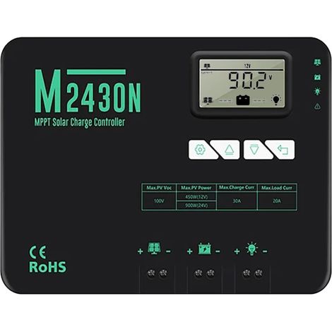 30A MPPT Contrôleur de Charge Solaire 12V/24V Avec écran LCD pour les Stations de Base de Communication et les Systèmes Domestiques - M2430N (1/5)