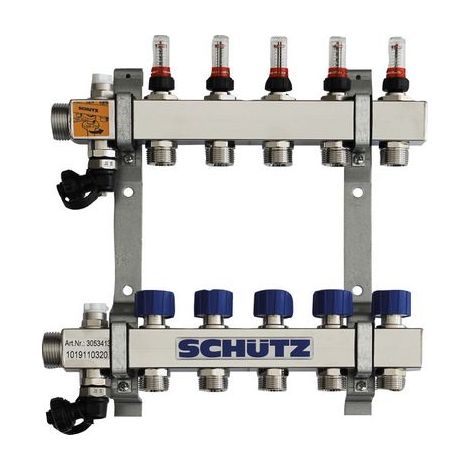 Schütz Edelstahl-Verteiler Komfort 90-3 11 Heizkreise, Länge 620 mm Nr. 3053419 - 7738320609 von Buderus