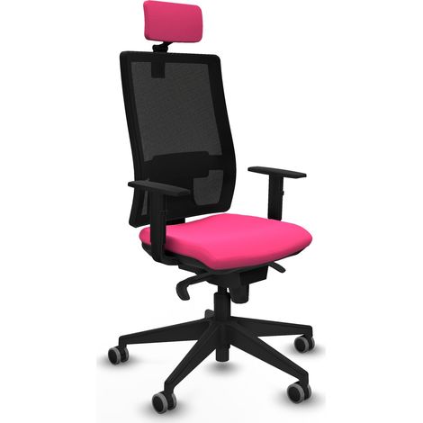 Horna sincro malla negra similpiel rosa brazos 1D base piramidal cabecero 2D ruedas 65mm engomadas (1/5)