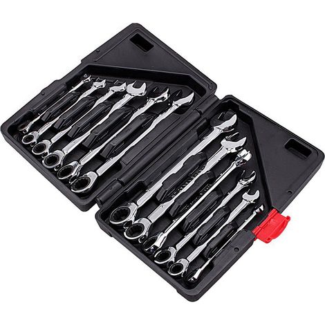 Clé à molette réversible lot de 12 clés plates mixtes 8-19 mm outillage à main professionnel (1/5)