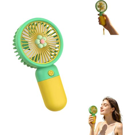 Mini ventilateur portable – Ventilateur personnel rechargeable USB à 3 vitesses, ventilateur portatif rechargeable avec dragonne pour femmes (1/5)