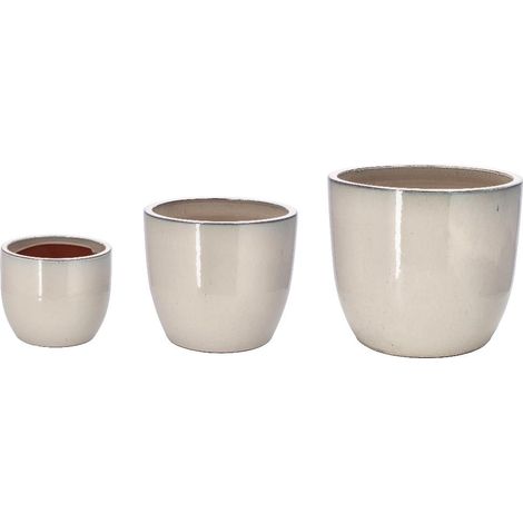 Set 3 Pezzi Caspo' Cachepot in Ceramica Color Crema 19 + 26,5 + 33 cm (1/2)