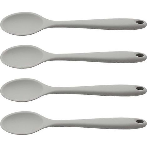 Lot de 4 cuillères de cuisine en silicone, cuillères à soupe, cuillères à mélanger antiadhésives-20.5X4cm-Grey